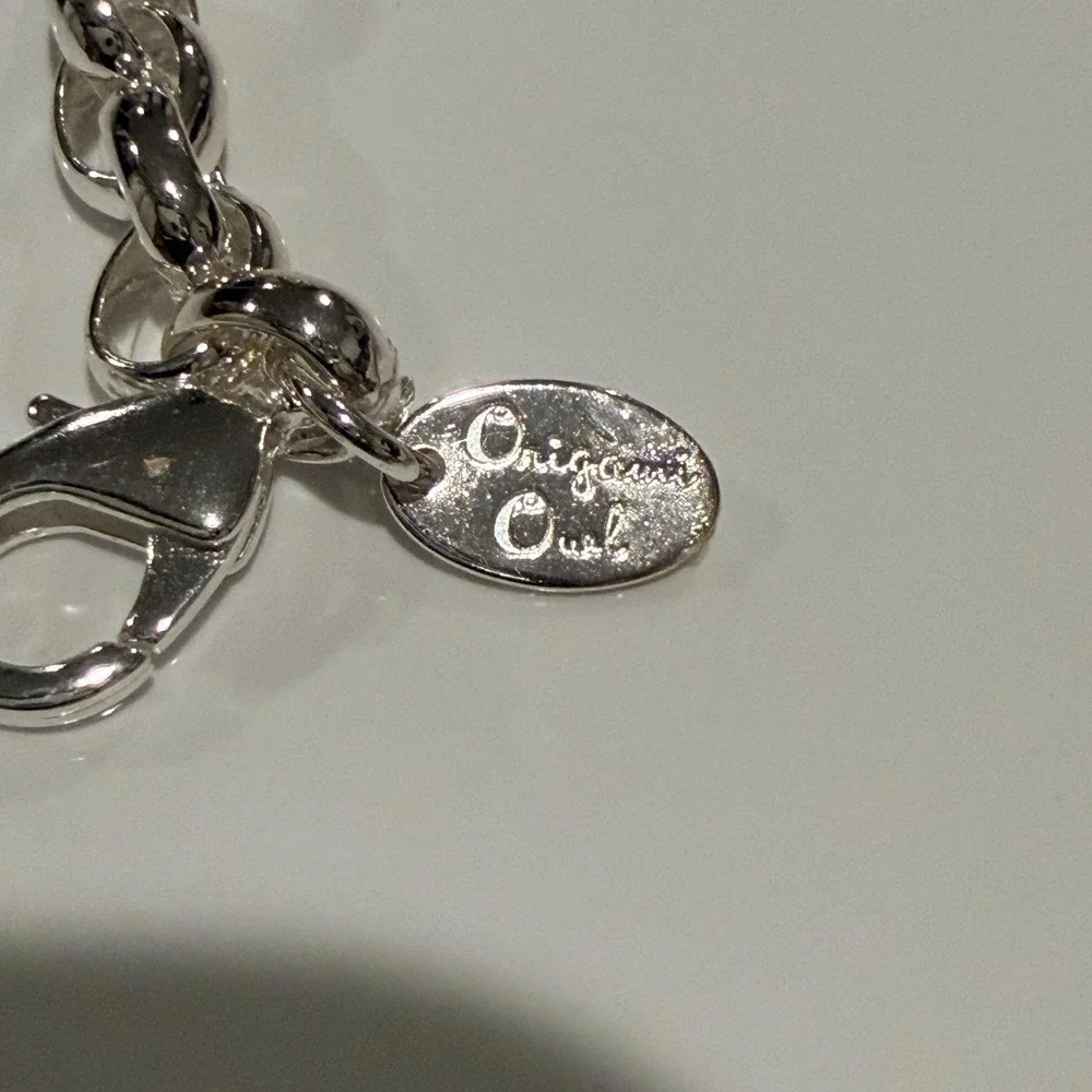 Origami Owl Silver Tone 5 Floating Crystal Charm Bracelet Locket Key Clover 7.5